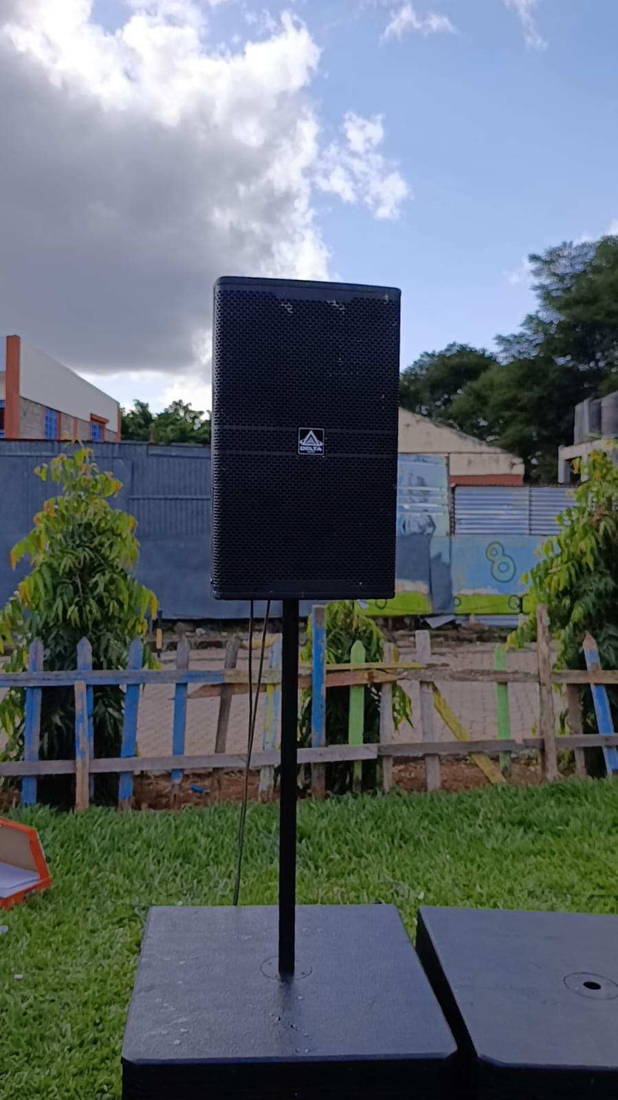 PA speaker at an outdoor venue